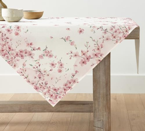 Artoid Mode Fiori di ciliegio ramoscelli primaverili biancheria da tavola da cucina stagionale decorazione per interni e vacanze, decorazione per feste, 120 x 120 cm