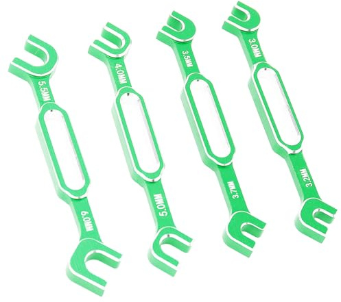 POENVFPO RC Car Wrench, 4PCS Aluminum Alloy RC Car Wrenches Turnbuckle Nut Ball Joint Remover Maintenance Spanner 3.06.0mm for Boat (Green