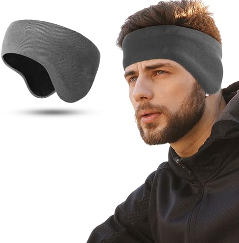 WTACTFUL Doppelschicht Fleece Stirnband Sport Ohrenwärmer für Damen und Herren - Winter Warme Windstopper Sportstirnband laufstirnband für Joggen Laufen Wandern Fahrrad und fahrradhelm Grau