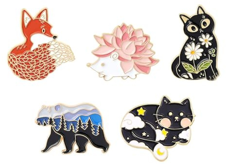 CHROMACRAFT 5 Piezas De Broches De Animales De Dibujos Animados, Lindos Broches Decorativos, Creativos De Animales, De Metal