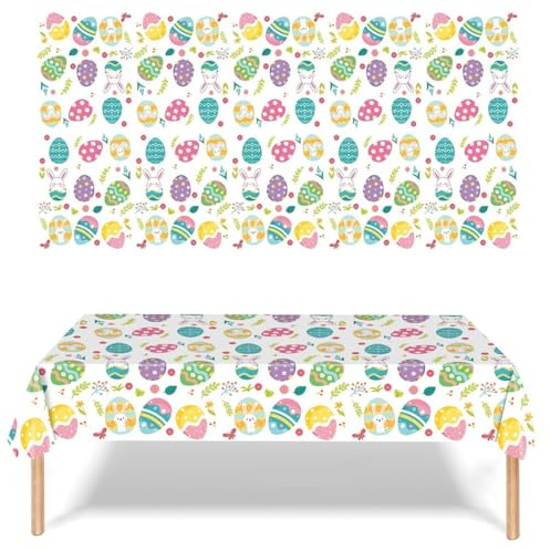 KUMSODE PVC Tischdecke Ostern Osterei Wachstuch Oster Osterei Wachstuchtischdecke Wachstuch per Feste, Cene in Famiglia,137x274 cm