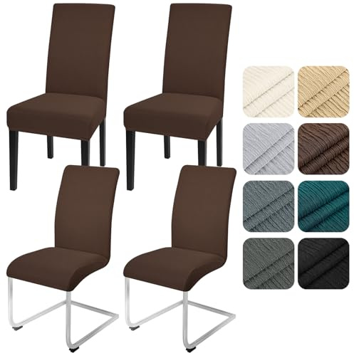 Alishomtll Stuhlhussen 4er Set Stretch Stuhlbezug für Schwingstühle Universal Esszimmerstühle Bezug Waschbar Abnehmbar Stühle Schutz für Küche Bankett Hochzeit Hotel Restaurant (Dunkelbraun, 4pcs)