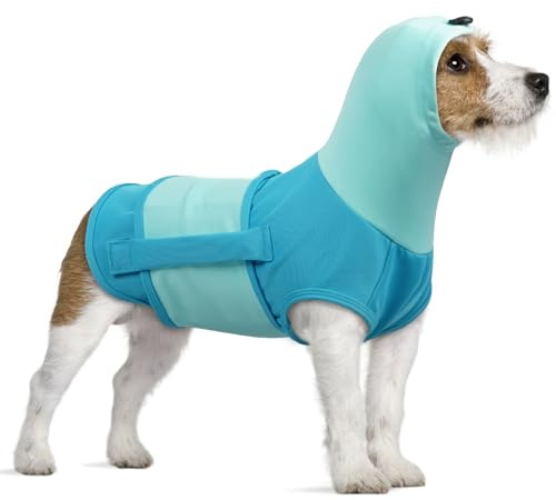 Chaquetas Antiestrés para Perros, Chaleco Relajante Perros Chaleco Anti-Ansiedad Perros con Capucha Calmante Jersey para Perros Chaqueta Cálida Y Calmante para Perros(Azul, XS)