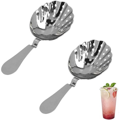 2 coladores Julep para bebidas de cóctel, colador de barra de acero inoxidable, cuchara de cóctel para uso doméstico o comercial (negro)