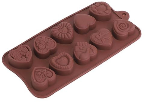 Molde de 10 estilos para tableta de chocolate, molde de chocolate, forma de corazón, no pegajoso, molde de silicona, tableta de chocolate, barras energéticas Pralines para día de la madre, día de San