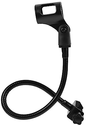 Adjustable Gooseneck Microphone Stand Mic Bracket Black Clip-on | Boom Arm, Wide Microphone Compatibility, Iron and Spray Paint Finish, Recording and Home Use