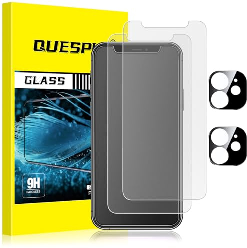 QUESPLE Matt Panzerglas für iPhone 11 mit Kamera Schutz, Anti-Fingerabdruck, Blendschutz Matte Schutzfolie, Anti-Kratzen, Ultra-klar Gehärtetem Glas Displayschutzfolie, 2+2 Stück