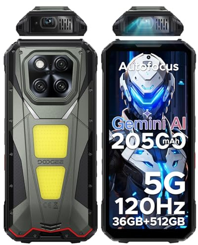 DOOGEE V MAX Play Movil Resistente 5G con 100 Lúmenes Proyector, 36GB+512GB Movil Irrompible, MediaTek Dimensity 7300, Batería de 20500 mAh/45W, 6.8 FHD+120Hz, 200MP+32MP, WiFi6E/NFC/Widevine L1