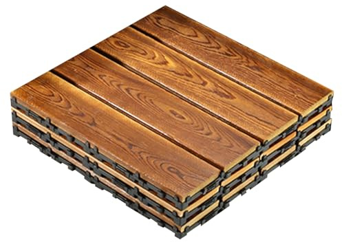 Lot de 3 dalles de verrouillage extérieures, en bois, antidérapantes, pour balcon, décoration intérieure, revêtement de sol résistant aux intempéries pour améliorer la maison