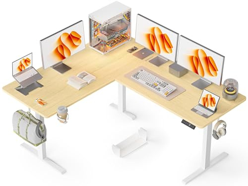 WALKINGDESK Höhenverstellbarer Eckschreibtisch 160 x 140 cm, Eiche