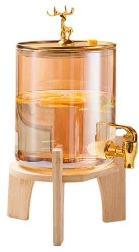 XYUERU 3.6L Beverage Dispenser,Glass Water Dispenser with Tap Stand | For Cold Drinks, Lemonade, Beer, Juice