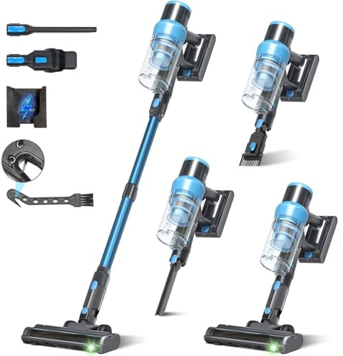 Cordless Vacuum Cleaner, Max 400W 48kPa 65min Cordless Stick Vacuum Cleaner With Green Light, Self-Standing, Anti Tangle, Wireless Rechargeable Vacuum Cleaners For Home/Hardwood Floor/Pet Hair/Carpet
