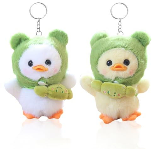 LKNBIF Duck Plush Keychain, 2 Pcs Duck Keyring, Stuffed Cute Keyring Charm, Cute Yellow Duck Plush Decoration Keyring Stuffed Toys for Bag, Purse Wallet Birthday Party Favors Pendant Gift