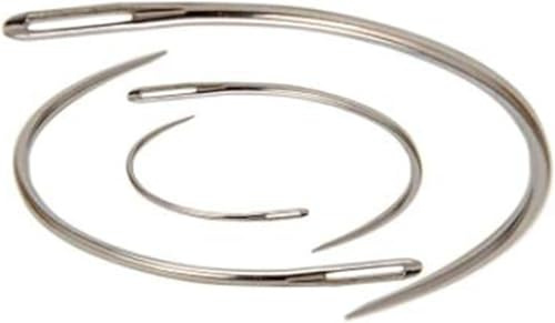 4 Stück silberne gebogene Leder-Nähnadeln, strapazierfähig, Set zum Weben, Basteln, Reparaturen, Handnähnadeln