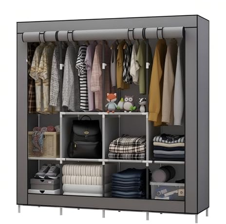 Xtrillogen 170x45x170cm,Portable Wardrobes for Bedroom,Canvas Wardrobe Designed for Hanging Clothes,Wadrobe with Hanging Rod and Storage Shelves,Large Capacity Storage for Bedroom and Living Room
