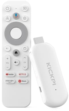 Android TV Stick 12.0, KICKPI KP2 Smart TV Stick 2GB RAM 8GB ROM, 4K Streaming Device with Amlogic S905Y4, Support HDR10 & Dolby Audio, Google Assistant Built-in, Chromecast Ready (White)