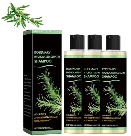 Rosmarin schampo för hårväxt, organiskt Rosemary Hair Growth-schampo med hydrolyserat keratin, naturligt stärkande schampo för fint hår, hårförtunning, för kvinnor och män (3 st)