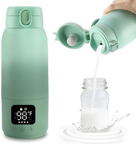 Portable Bottle Warmer for Travel,17oz Portable Milk Warmer for Baby | Fast Heating,30W Fast Charge Precise Temperature Control Bottle Warmer On The Go Baby Milk Warmer for Breastmilk & Formula