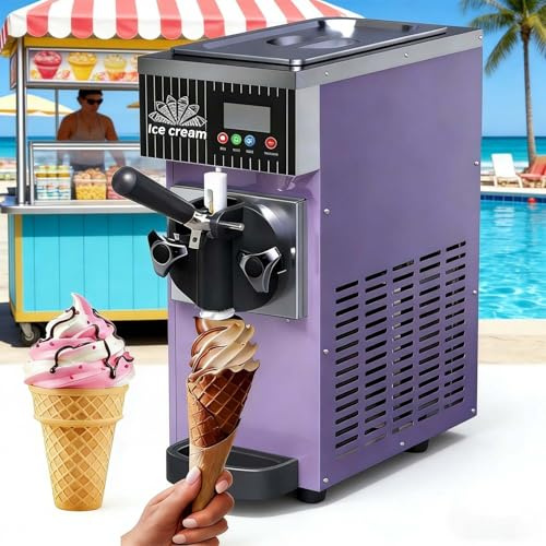 CUTANGELAR Gelatiera Professionale Monogusto, Macchina Per Gelato Soft, Potenza 450 W, Resa 4-5 Kg/h Per Ristoranti, Pasticcerie E Bar, Bar Con Servizio Di Tè E Caffè Ad Alta Richiesta.(Purple)