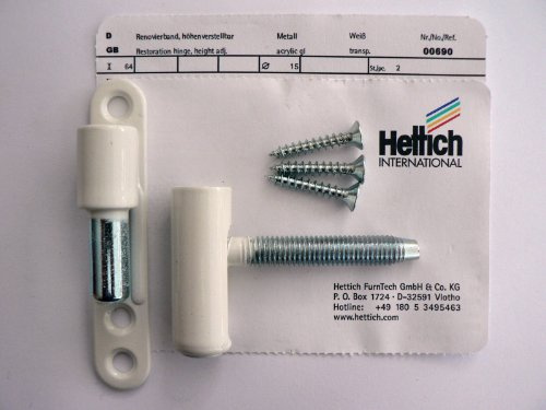 Hettich Renovierbänder höhenverstellbar, weiß, Ø 15 mm, 40 KG, 2 Stück, Artikelnr. 690