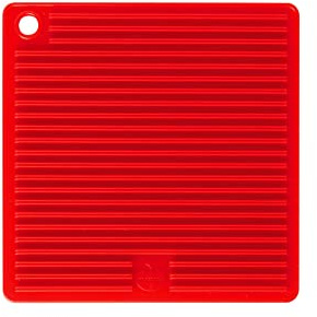 mastrad - Manique Carrée en Silicone - Protection Chaleur Jusqu’à 250 °C - Antidérapante & Souple - Utilisation Manique Ou Dessous De Plat - 18x18 cm - Rouge