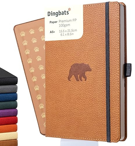 Dingbats* - Tierwelt Notizbuch A5 Liniert - Hardcover aus veganem Leder für Arbeit, Reisen, Uni - mit elastischem Verschlussband