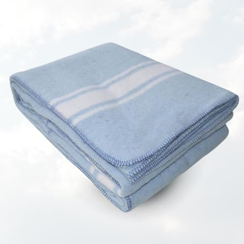 Manta Algodón Mallorquina para Cama o Sofá, Manta de Tacto Suave Ideal para Primavera, Relax o Yoga de algodón Reciclado Hecho en España 220x240 - Azul/Raya Blanca