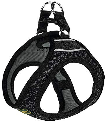 HUNTER Hilo Soft Comfort Geschirr für kleine Hunde, weiches Mesh-Material, luftdurchlässig, Zugentlastung, reflektierend, XXS, schwarz, 50 g