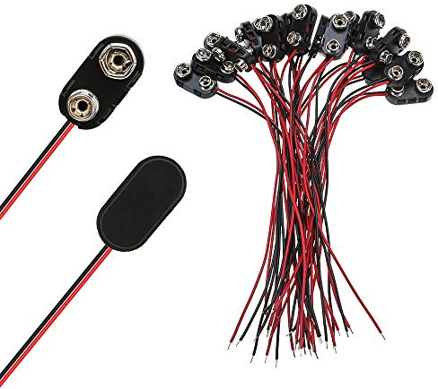 SENZEAL 20 Stück 9V Batterie Clip Anschluss I-Typ Kunststoff Schnappverbinder mit 15cm Anschlusskabel für 9-Volt-Blockbatterie
