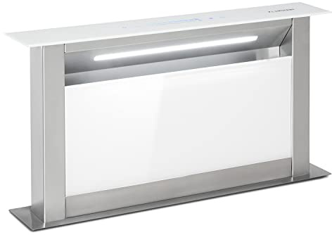 Klarstein Royal Flush Eco cooker hood 60cm - retractable extractor hood, 604 m³/h, Touch-To-Slide, LED lighting, energy efficiency A++, stainless steel & glass, recirculation & exhaust air