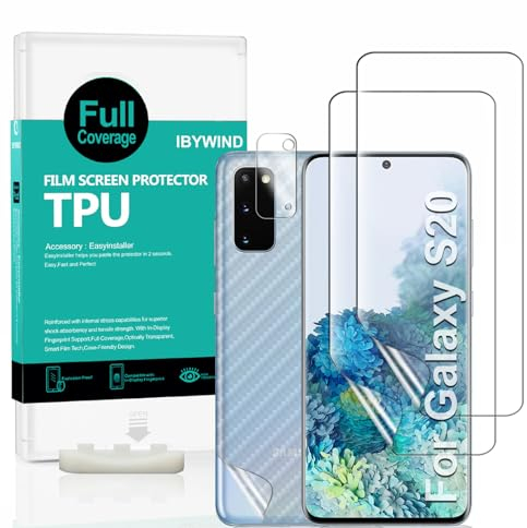 Ibywind 2 Pcs Screen Protector For Samsung Galaxy S20,Flexible TPU Film,With 1Pc Camera Lens Protector,1Pc Back Film,Bubble Free,Easy To Install