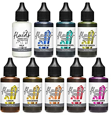 Octopus Fluids Resin Ink Set LIGHT, alkoholbläck för epoxiharts och UV-harts, 9 x 30 ml