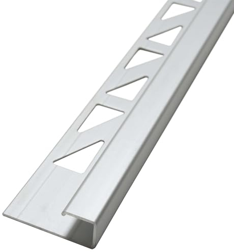Dalsys Fliesenschiene Eckprofil 2,5m x 8mm Chrom glänzend Alu | Quadratprofil, Aluminium eloxiert, für Fliesenverlegung an Wand und Boden, Fliesenschiene Zubehör