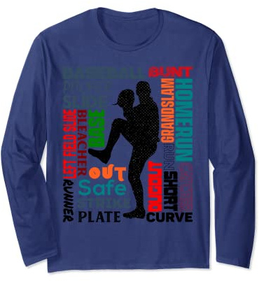 Baseball tee Batter Pitcher Catcher Baseball Long Sleeve T-Shirt