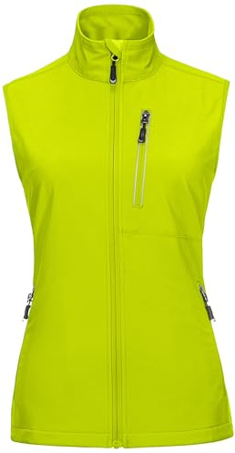 33,000 fot dam lätt löparväst softshell väst cykelväst med 6 fickor, Citrongrön, XL