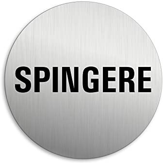 Targhetta per Porta - Spingere Targa Ø 75 mm Alluminio spazzolato auto-adhesiva