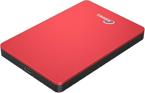 Sonnics 500GB Type C USB 3.1 Externes Portable Durs Disques pour Fenêtres PC, Mac, Smart TV, Xbox One/Série X & PS4 /PS5, Rouge
