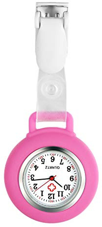 Avaner Krankenschwesteruhr Silikon Schwesternuhr mit Clip: Taschenuhr Krankenschwester Schwesteruhr Pflegeruhr Ansteckuhr FOB Analog Quarzwerk Uhr für Arzt Doktor Krankenschwester Damen Herren