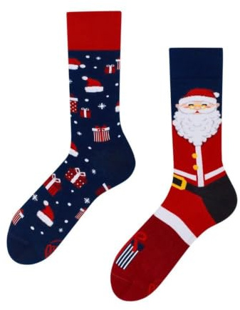 Many Mornings X-MAS Socken Lustige Ungleiche Weihnachts-Socken für Damen und Herren Extravagante Kuschelsocken mit Weihnachtsmann Größe 43-46