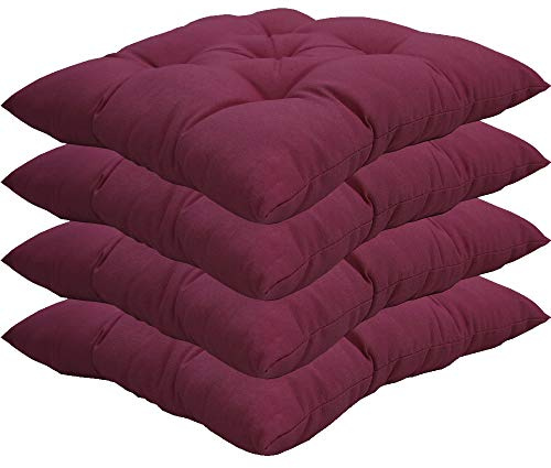 NYVI Stuhlkissen 38x38 cm ComfySeat Beere 4er Set - Sitzkissen mit 6 cm Comfort Sitzpolster - Indoor & Outdoor - Gartenstuhlkissen aus Baumwoll-Mischgewebe - ÖkoTex 100