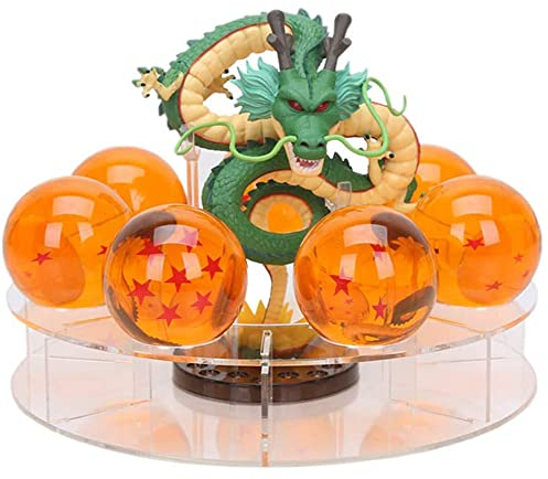NEBAI · LESEN Harz Shenron Figur Shenlong Statue Set 3.5cm Kristallkugeln und Ständer mit Geschenkbox für Home Decoration