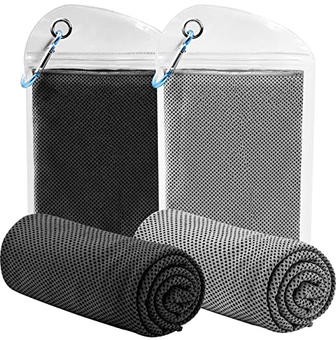 WOODFIB Cooling Towel, 2 Pack (100x30 cm) Ice Towel for Neck & Face During Sports, Microfibre Quick Dry Soft Breathable Chilly Running, Yoga, Golf, Gym, Camping, Hot Weather