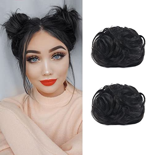 Claw Hair Buns Mini Chignon Hårdel Updo Bun Extensions Falskt Donut Hår Bulle Hästsvansförlängning för Kvinnor Flickor, 2 Förpackningar