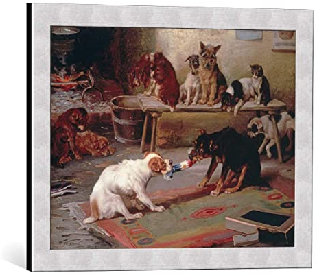 kunst für alle Bild mit Bilder-Rahmen: William Henry Hamilton Trood Der Knallbonbon - dekorativer Kunstdruck, hochwertig gerahmt, 55x40 cm, Silber gebürstet