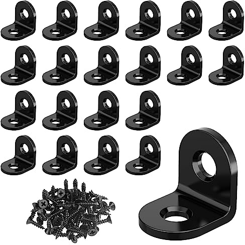 VOCIBO® 20 Stück Winkelverbinder Schwarz, Metallwinkel 90 grad 20X20mm | Edelstahl Winkel Klein mit Schraube für Anbau Winkel Bracket Möbel Tabelle Stuhl Bücherregal