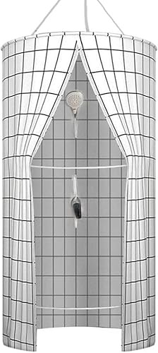 Runder Polyester-Duschvorhang, Doppelreißverschluss, wärmeisoliert, tragbar, kalt isoliert, hängend, 100% Polyester, H200 x B100 cm, Weiß, Modern, Duschvorhang, Badezimmer