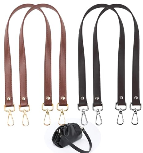 PU Leder Ersatzgriffe 4 Stück Schultergurte mit Karabinerhaken Ledertasche Griffe Handtasche Riemen Ersatz Griff Taschengriffe 60cm Schulterriemen Taschenzubehoer für Taschenriemen Ersatz DIY Taschen