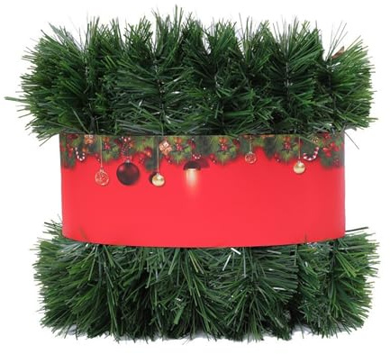 Haloppe Ghirlanda natalizia finta con arco, versatile, durevole, ignifuga, di lunga durata, per scale, 20 m