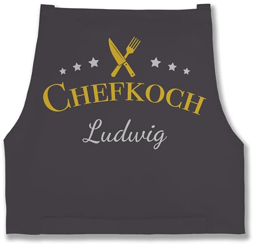 Geschenk mit Namen personalisiert by Shirtracer - Schürze - Kochschürze Herren Männer - Chefkoch mit Name I Geschenk Hobbyköche I Geschenk Kochen