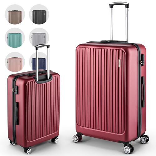 Easy Move ABS Hartschalenkoffer - Ergonomisch & Sicher - Mittelgroßer Trolley Koffer mit 360° Rädern, Zahlen-Schloss - Rollkoffer, Reisekoffer Medium (Wine Red, 65cm)